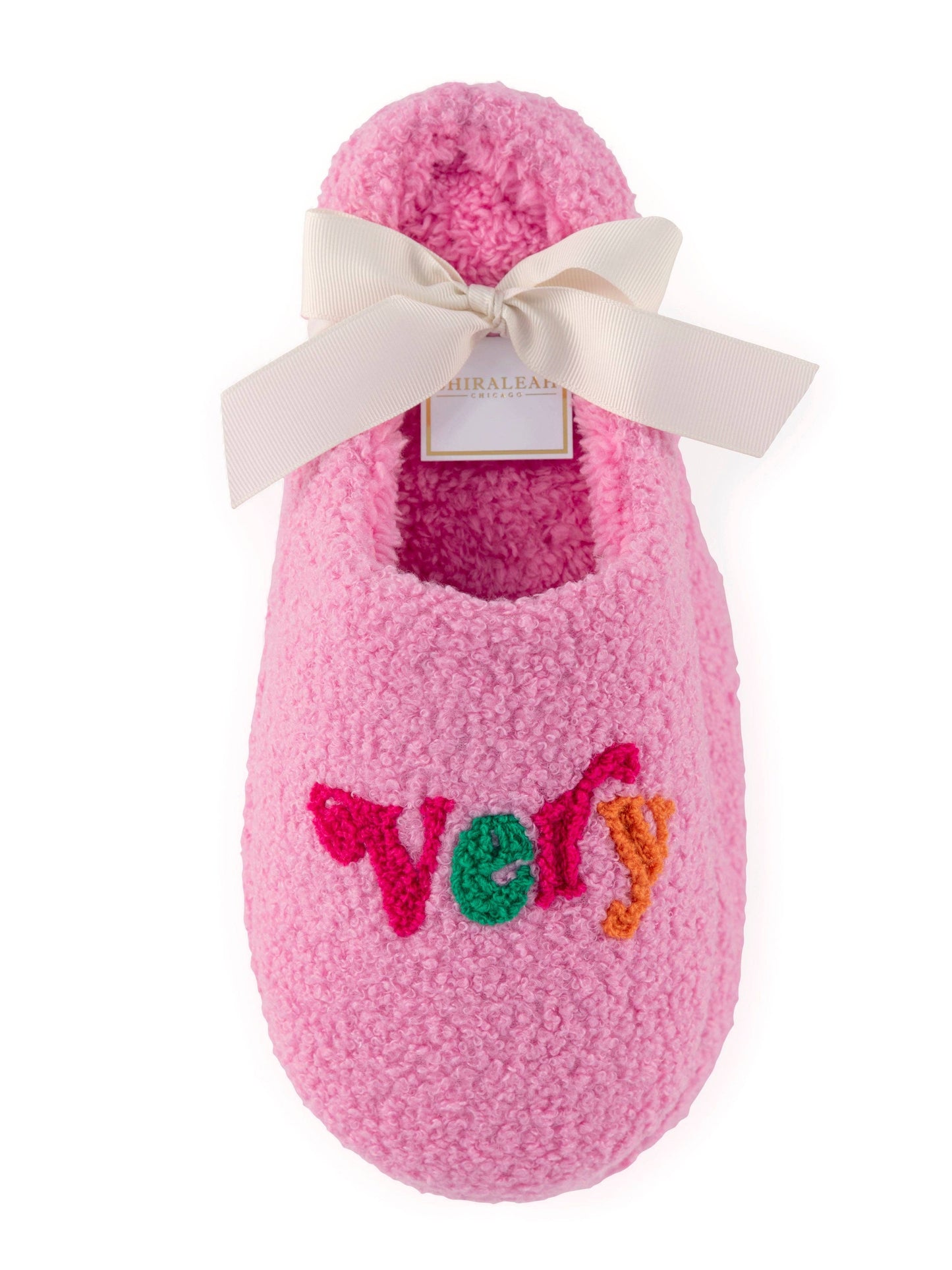 "VERY MERRY" SLIPPERS, PINK