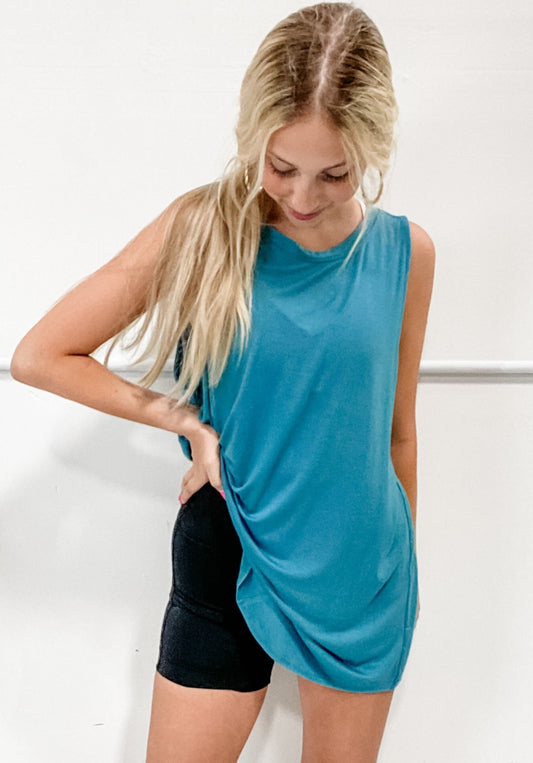 Luxe Basic Tank in Dusty Teal - medium