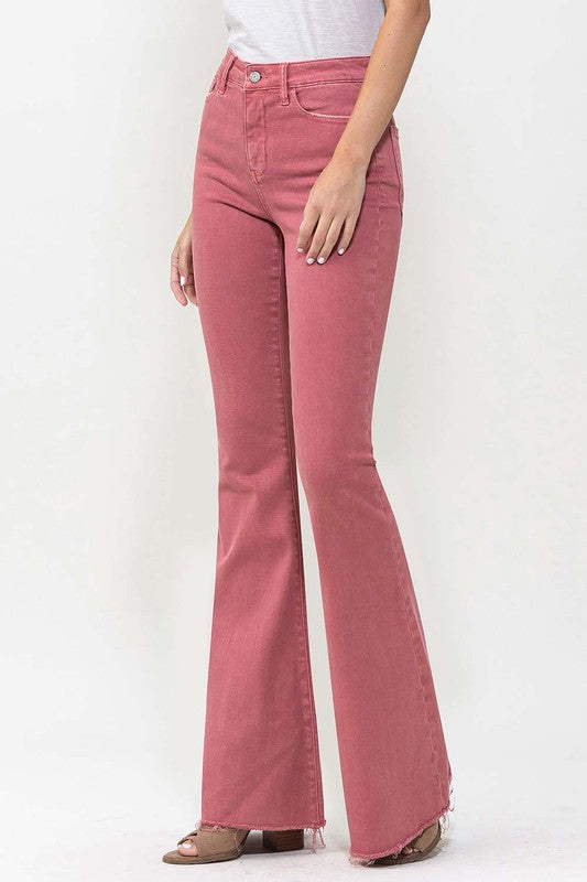 High Rise Super Flare Jeans in Mineral Red