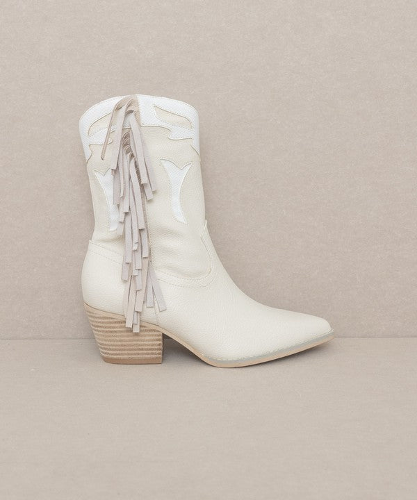 Oasis Society Millie - Fringe Framed Bootie in Beige