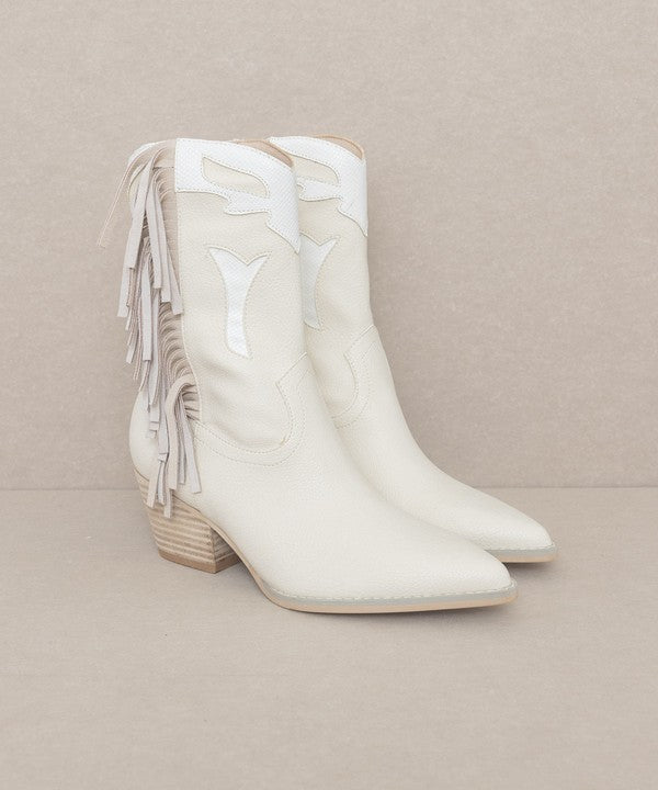 Oasis Society Millie - Fringe Framed Bootie in Beige