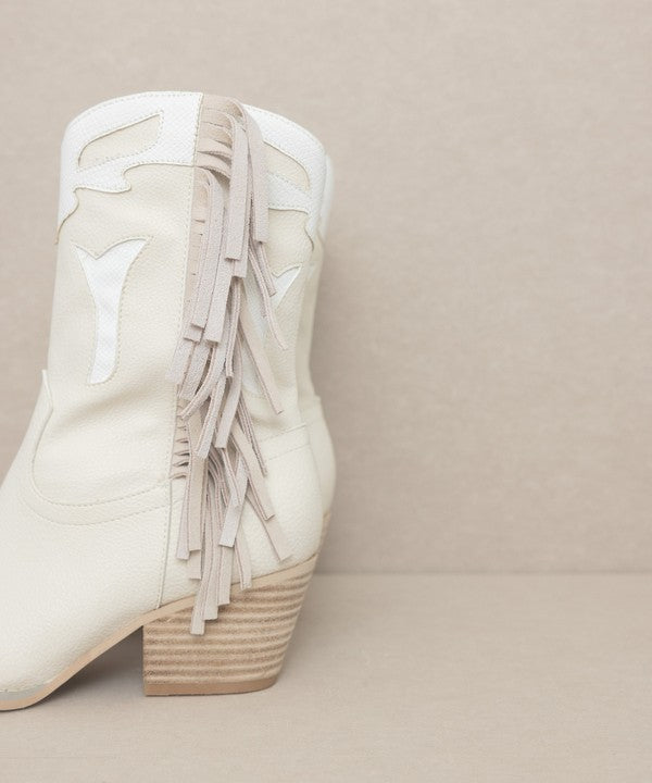 Oasis Society Millie - Fringe Framed Bootie in Beige