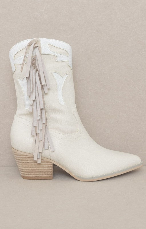 Oasis Society Millie - Fringe Framed Bootie in Beige