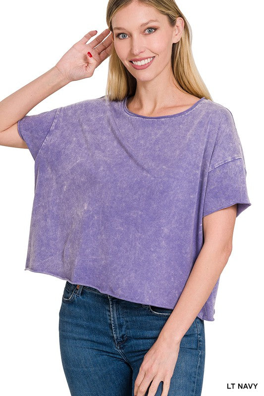 Acid Wash Short Tee In Lt Navy