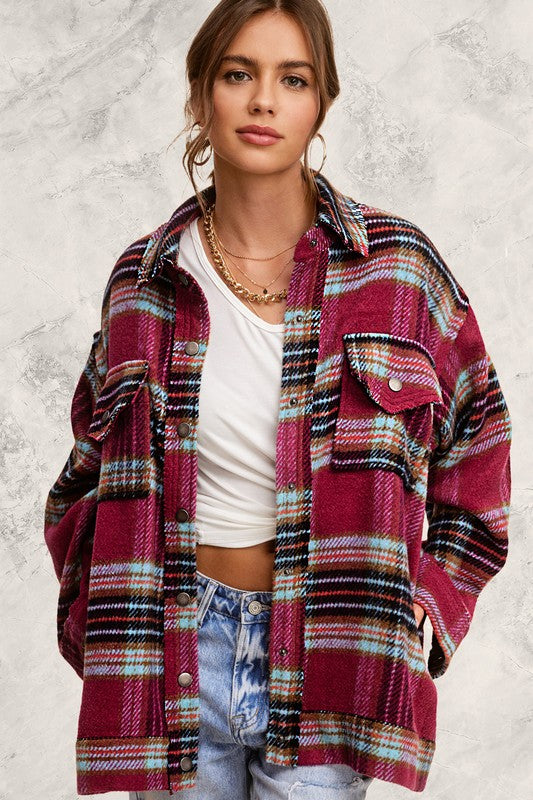 Hailee Plaid Jacket in Plum