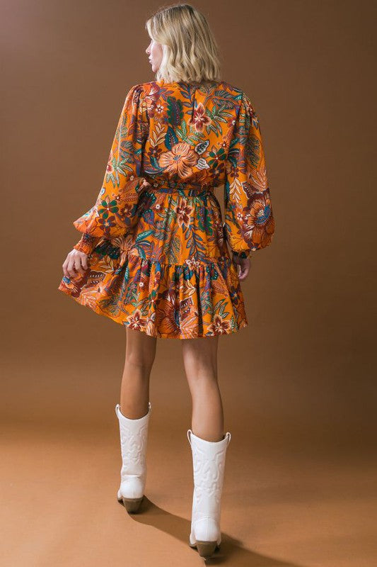 Floral Goddess Dress in Mustard