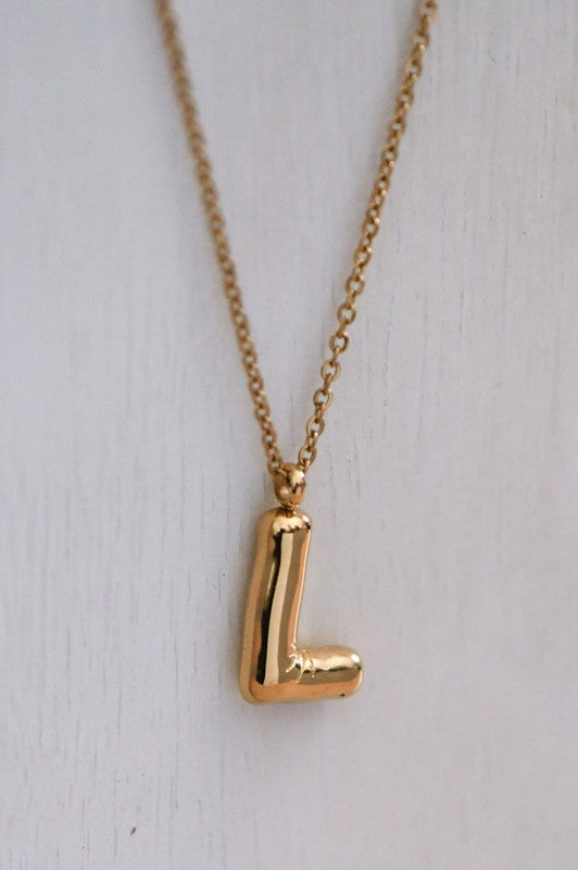 Gold Bubble Initial Necklace