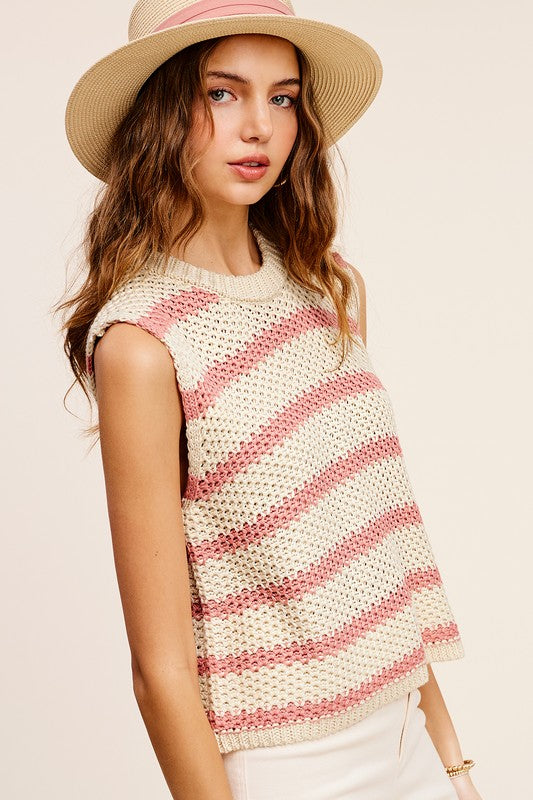 Classic Stripe Sleeveless Sweater Top