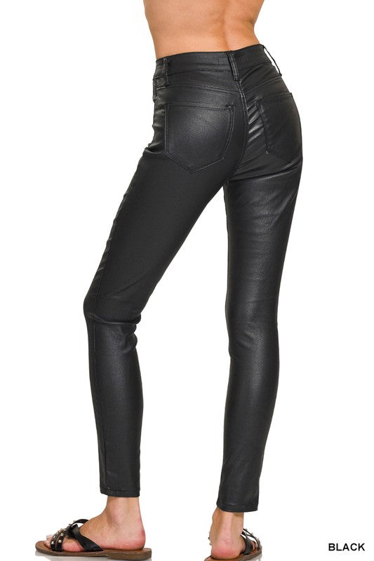 Vivian Pleather Pants in Black