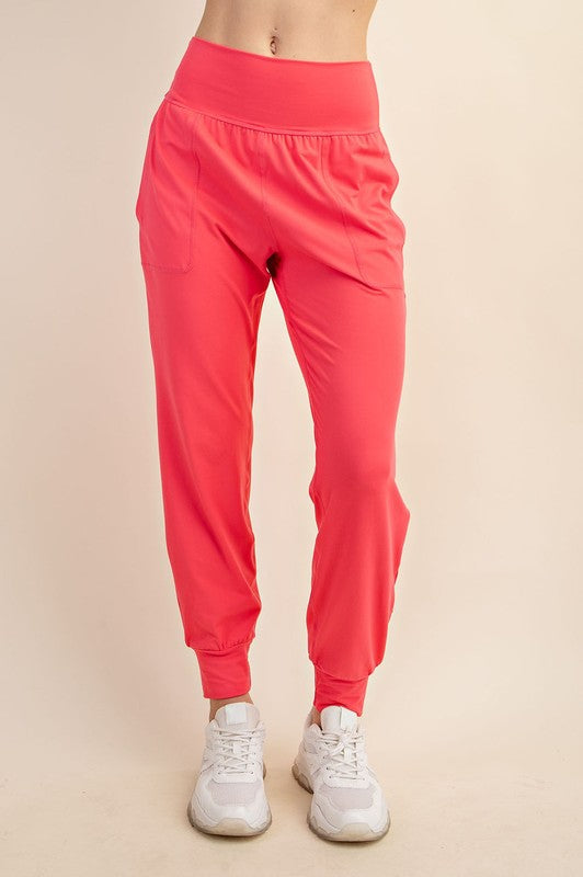 Butter Soft Joggers in Flamingo
