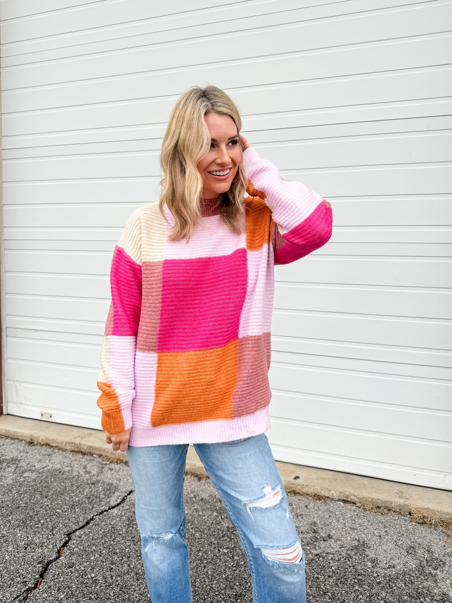 Stand By Me Colorful Color Block Sweater