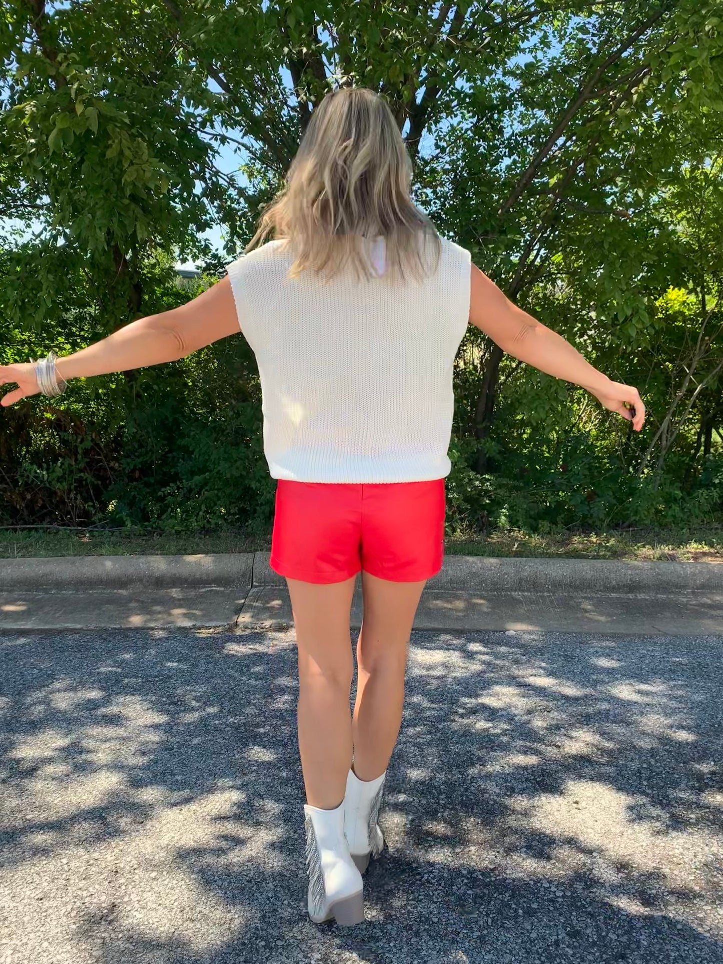 Studded Wrap Skort in Red
