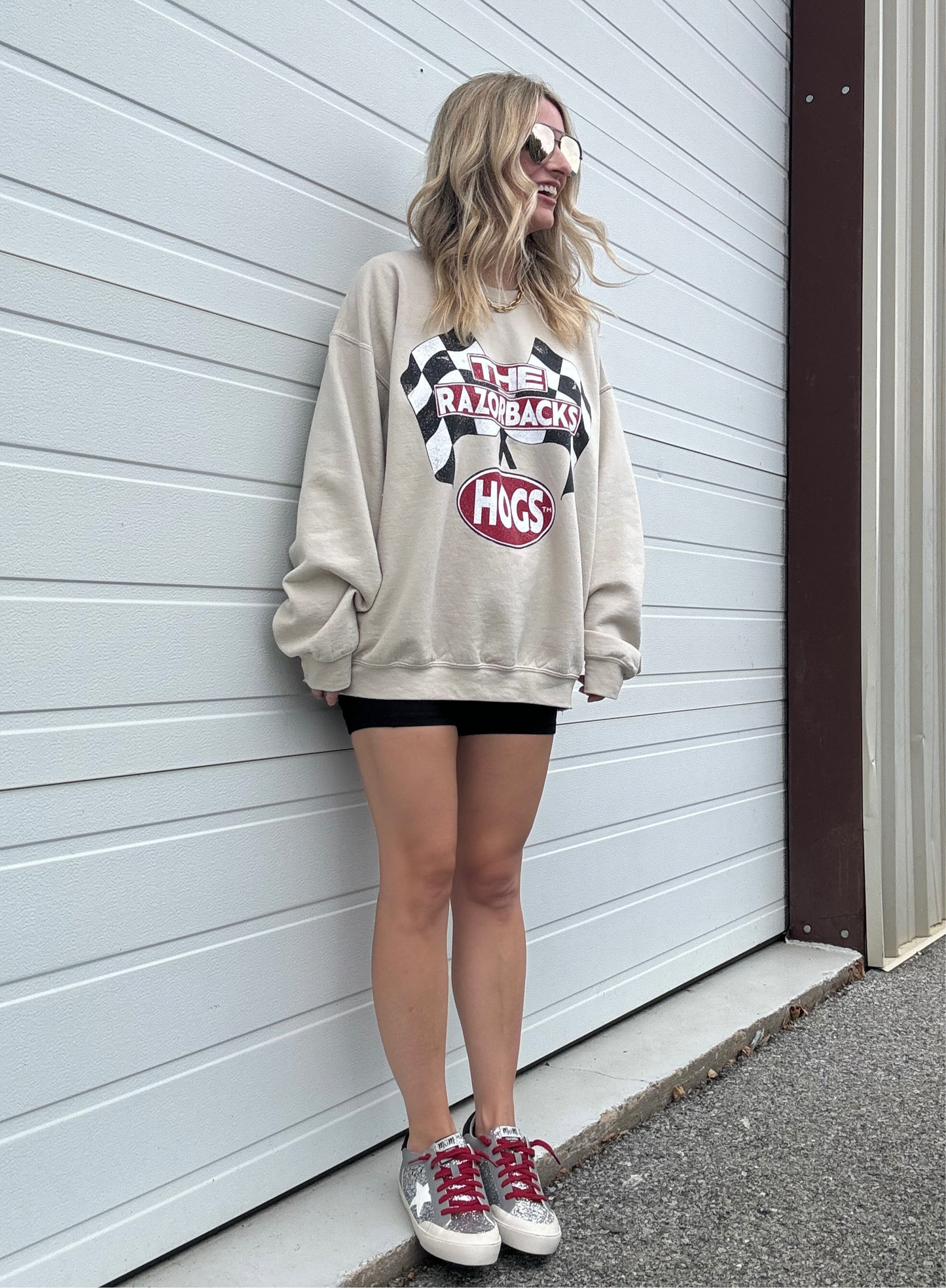 The Razorbacks Flag Sweatshirt in Sand