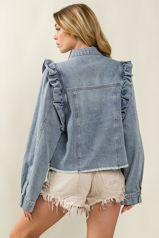 Flirty Ruffle Denim Jacket