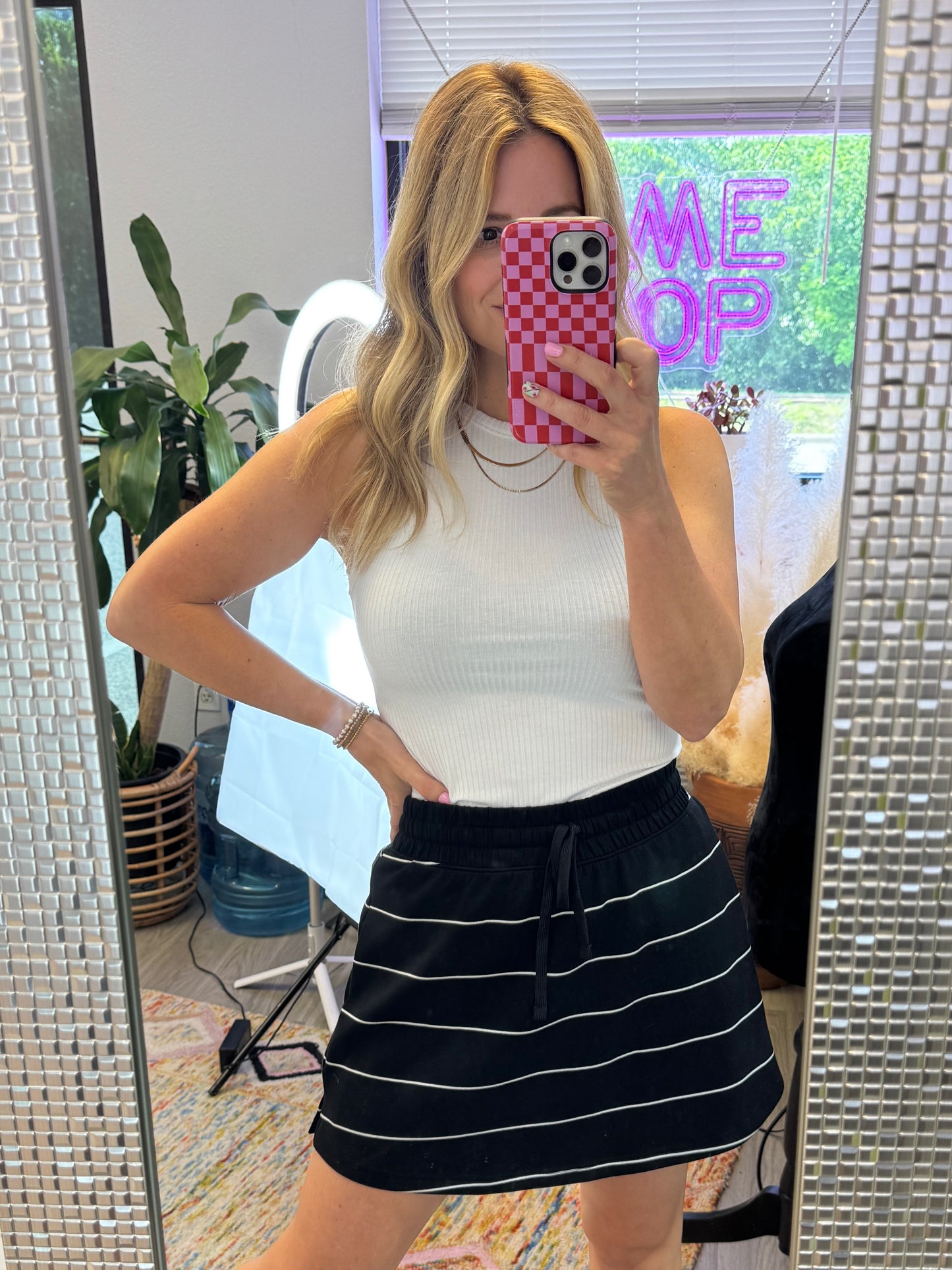 Stripe in Right Skort in Black
