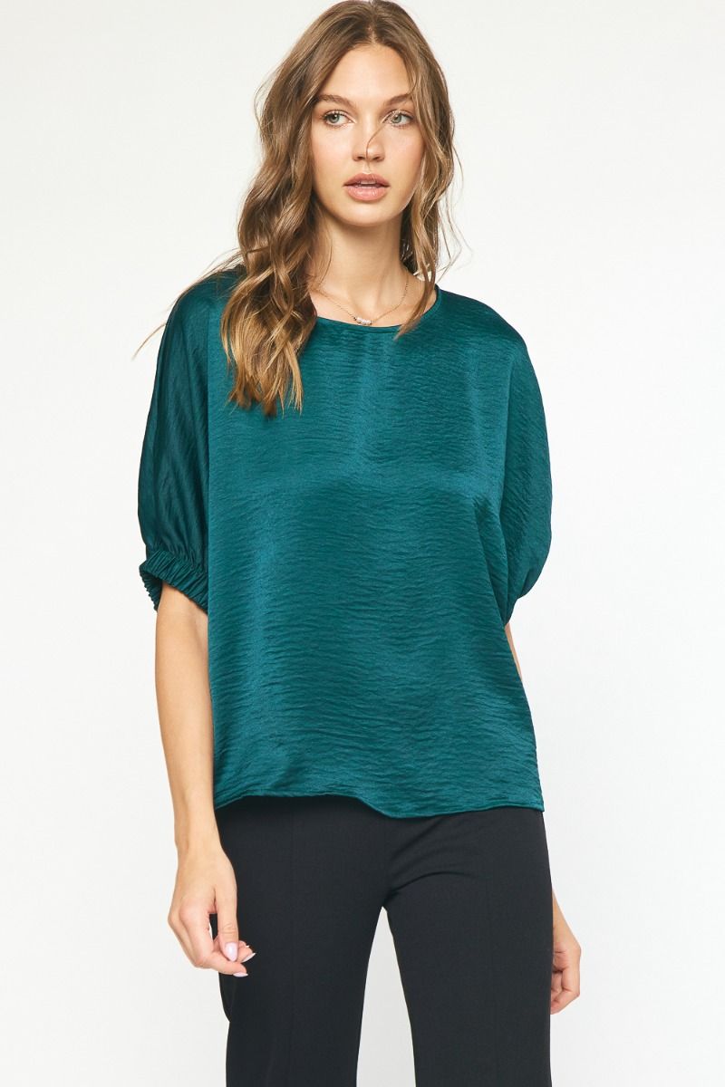 Elevated Satin Top in Evergreen
