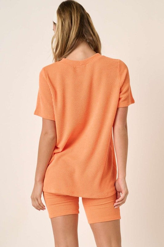 Unwind In Style Ribbed Set in Orange