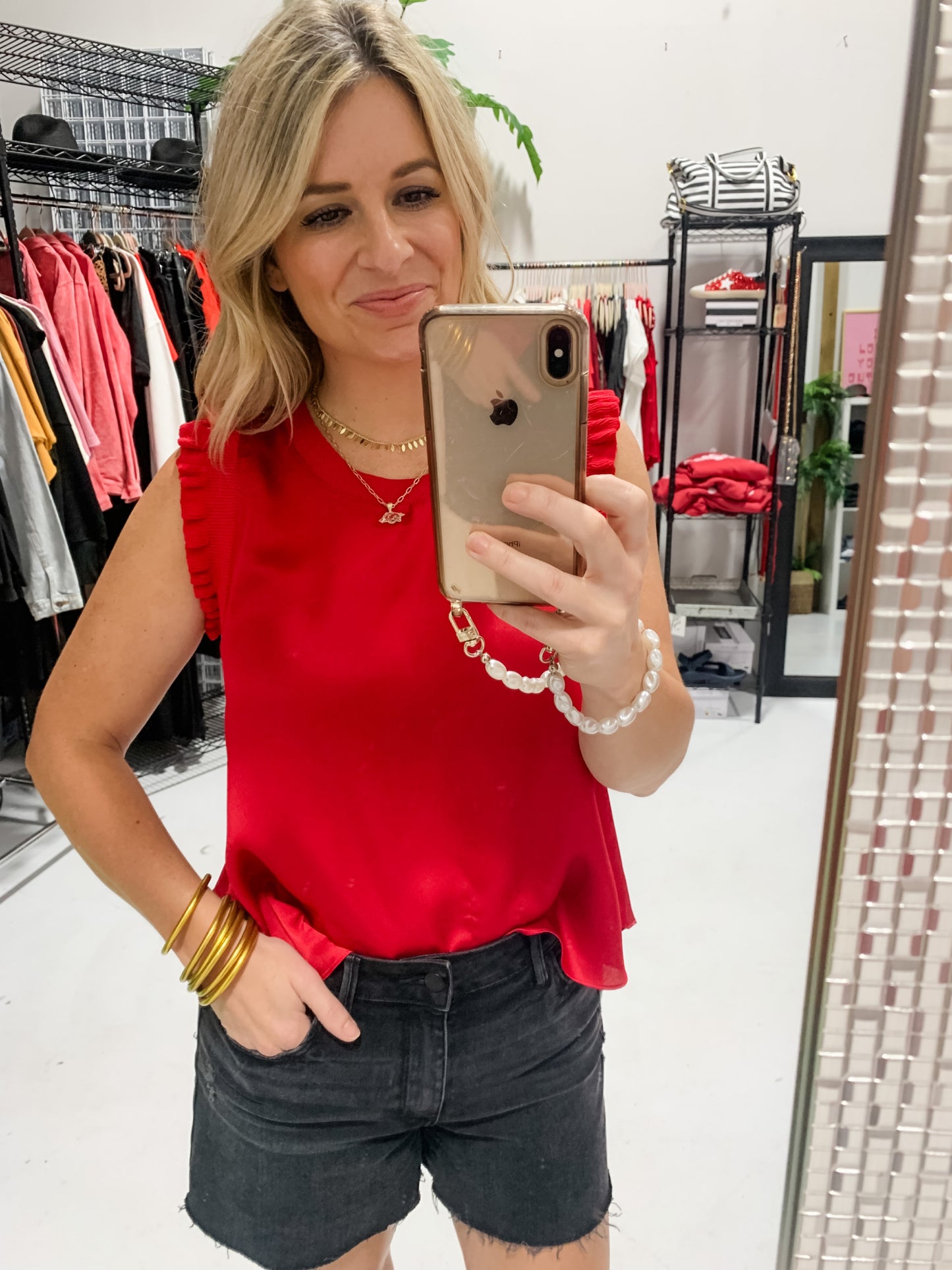 Stunning Satin Top in Red