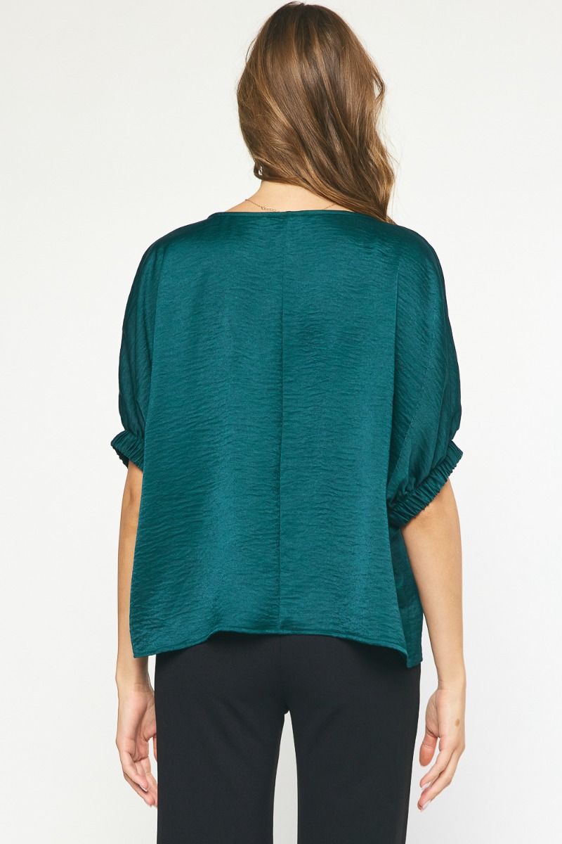 Elevated Satin Top in Evergreen