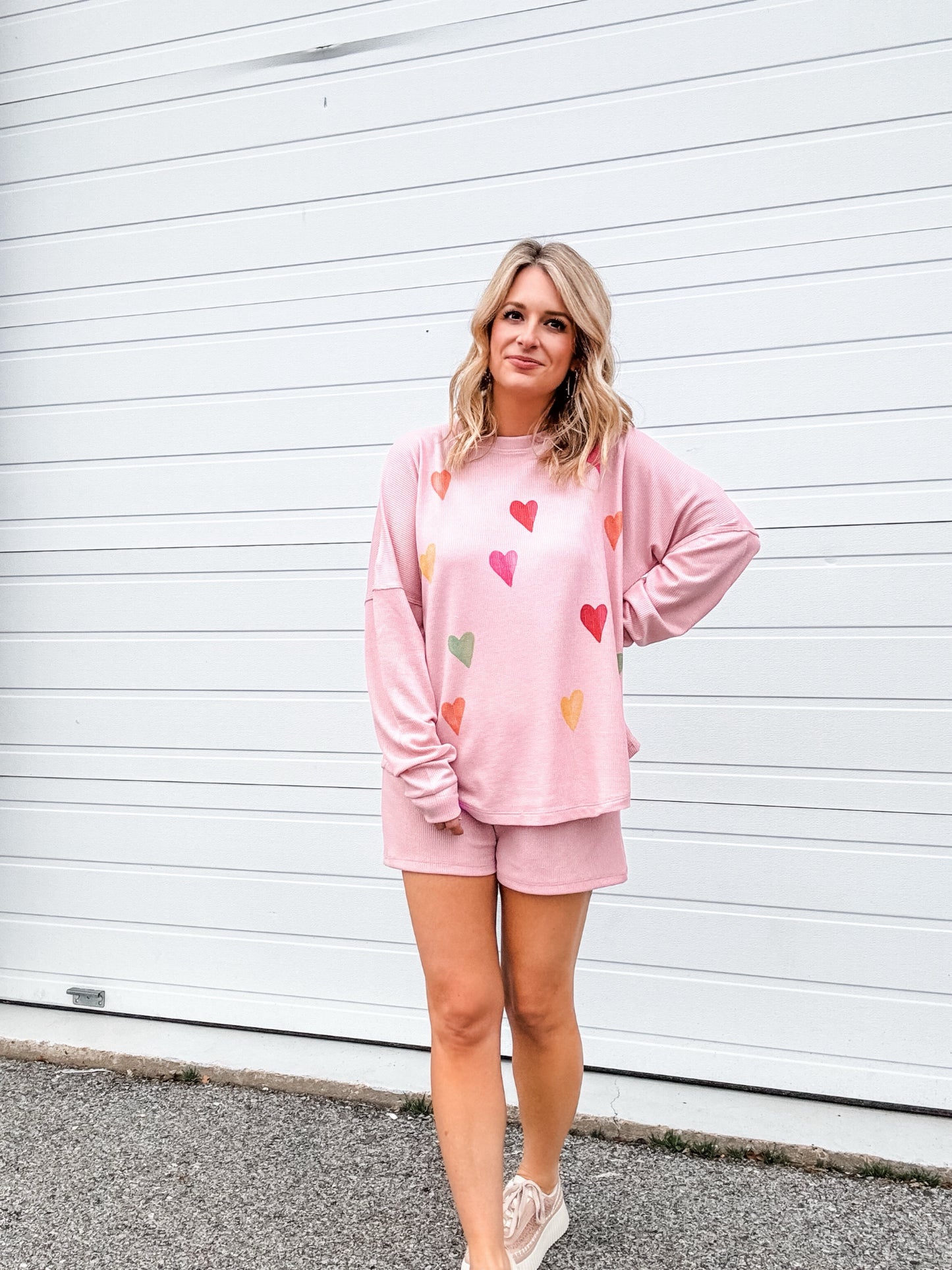 Colorful Hearts Lounge Set in Pink