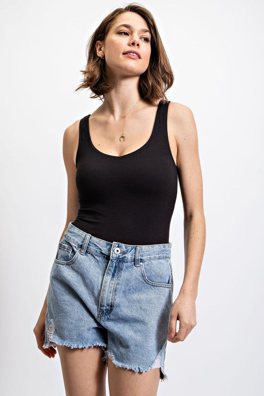 Butter Soft Sleeveless Bodysuit in Black