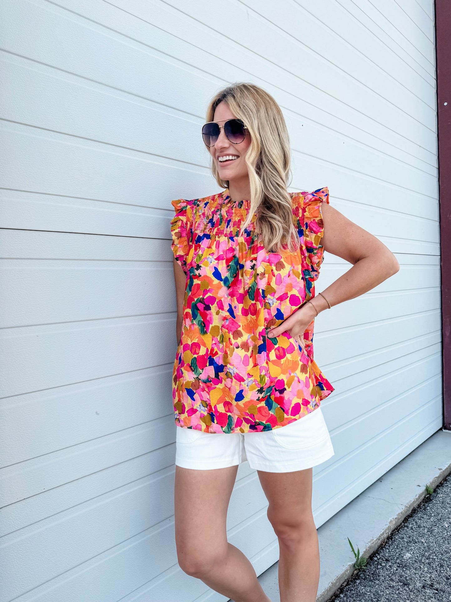 Poppin' Colorful Ruffle Sleeve Top