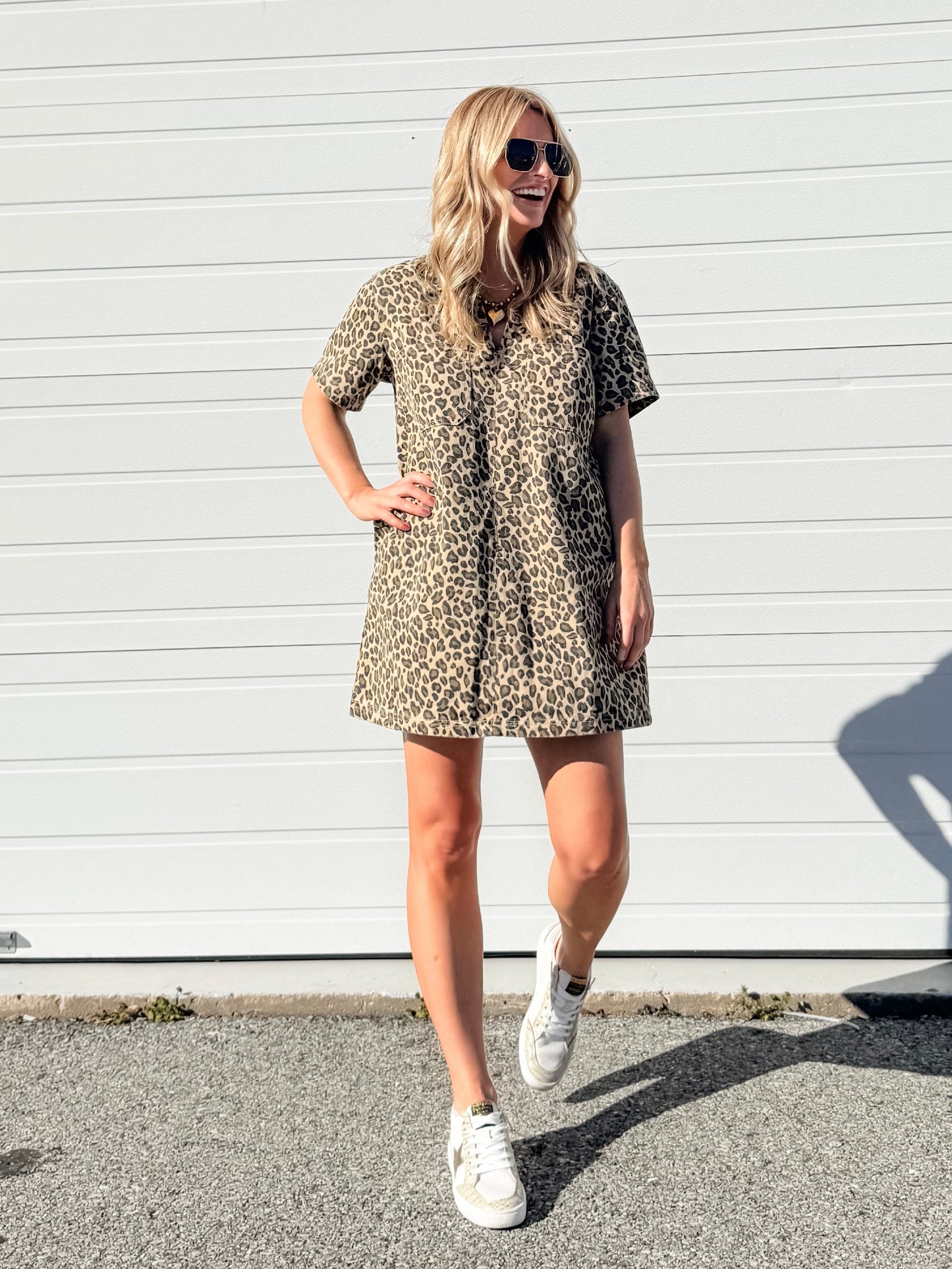 Wild Side Leopard Denim Dress
