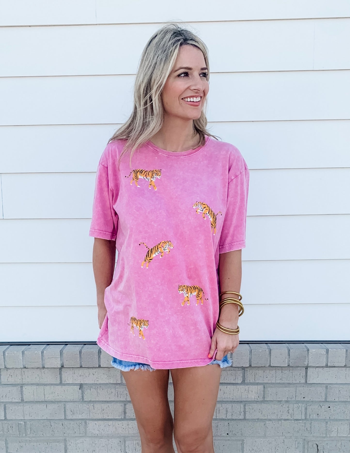 Tiger Mineral Washed Tee in Pink