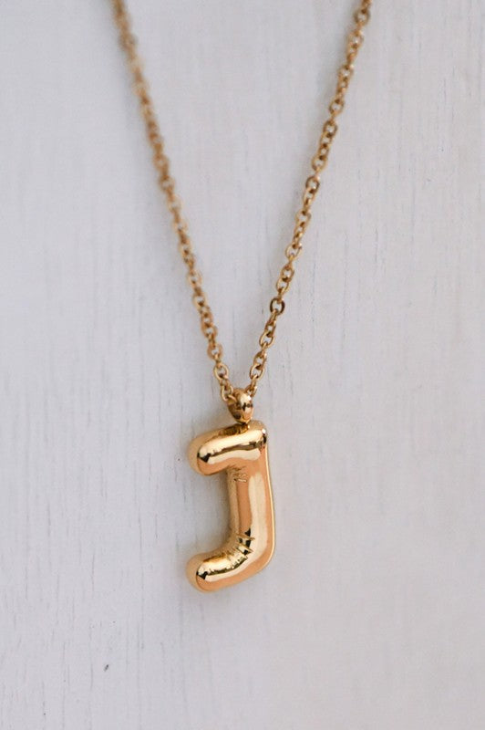 Gold Bubble Initial Necklace