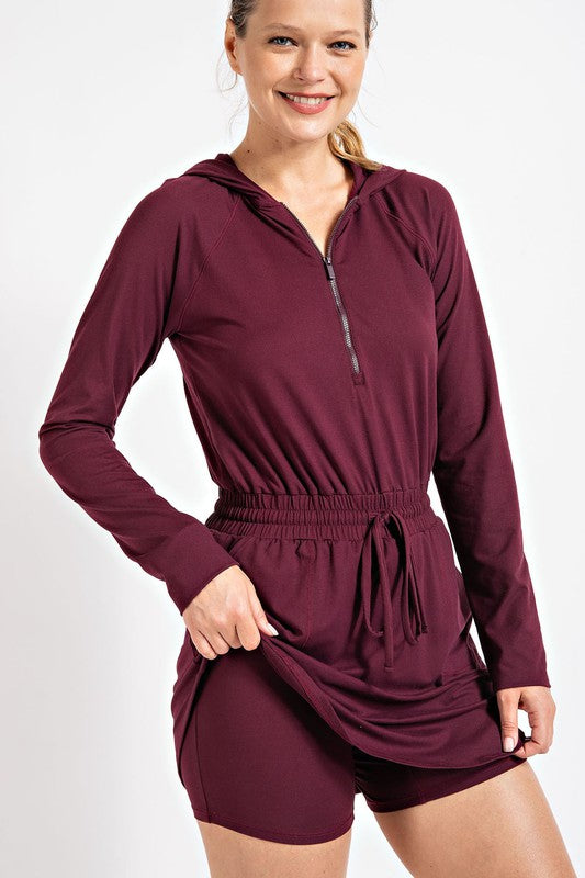 On The Go Romper Dress in Cassis