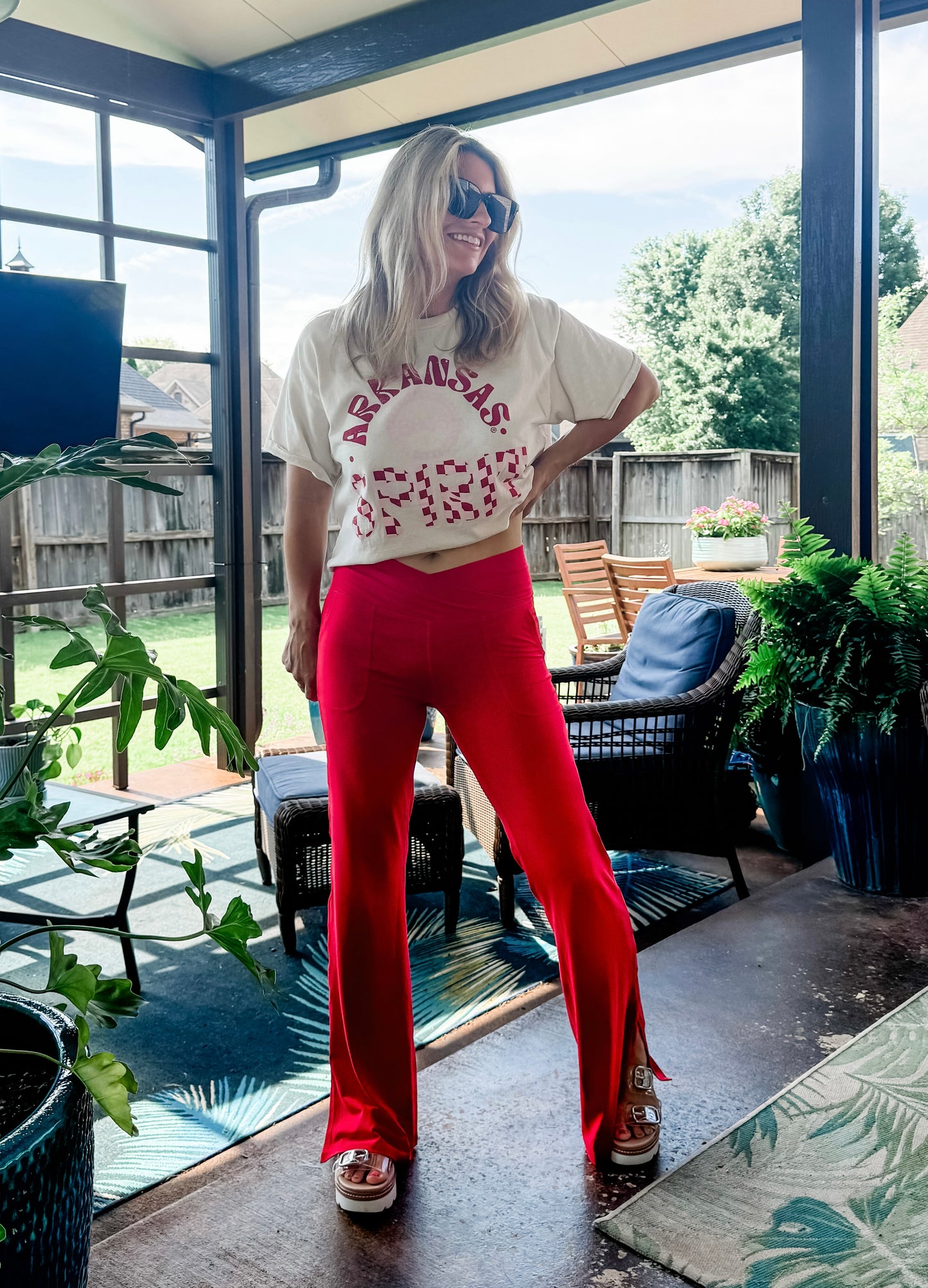 The BEST Flared Leggings in Red