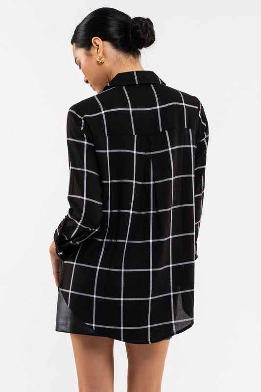 Happy Hour Button Up Shirt in Black