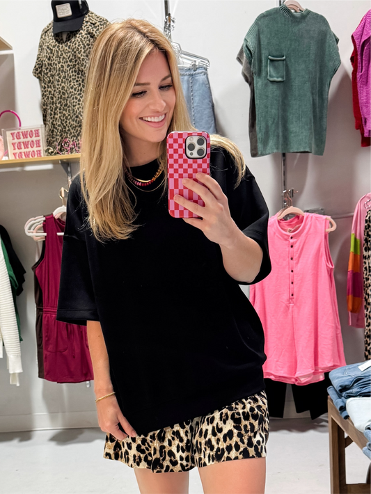 Anything But Basic Scuba Short Sleeve Top in Black
