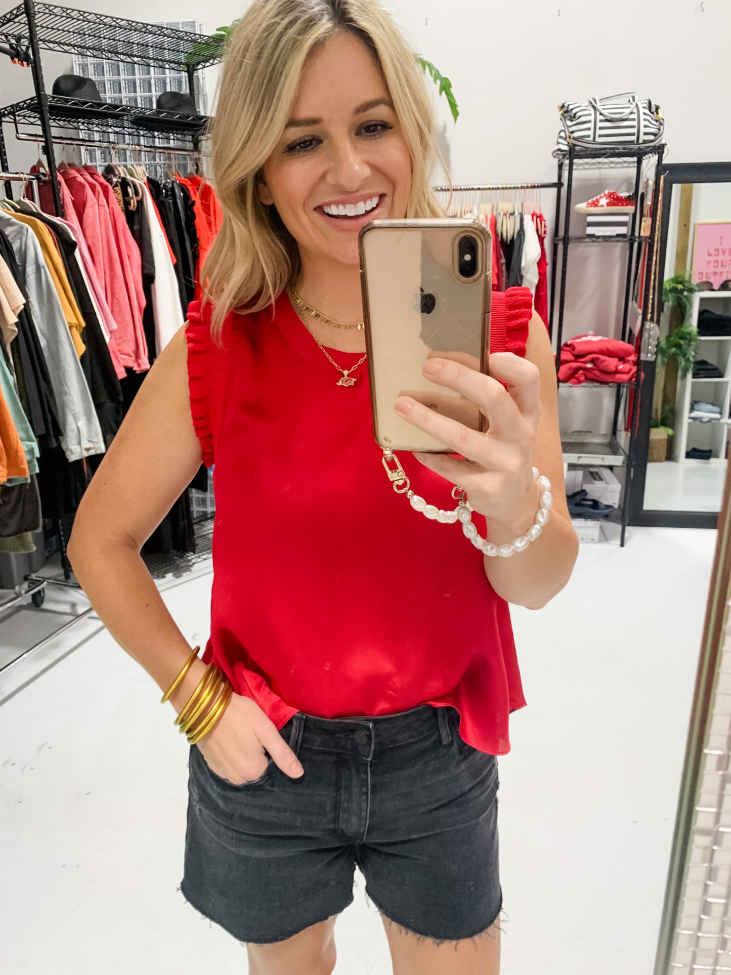 Stunning Satin Top in Red