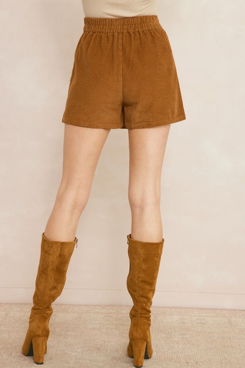 Pleated Corduroy Skort in Camel