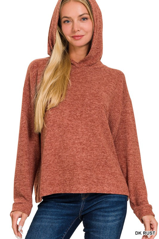 Cozy Brushed Hoodie in Rust