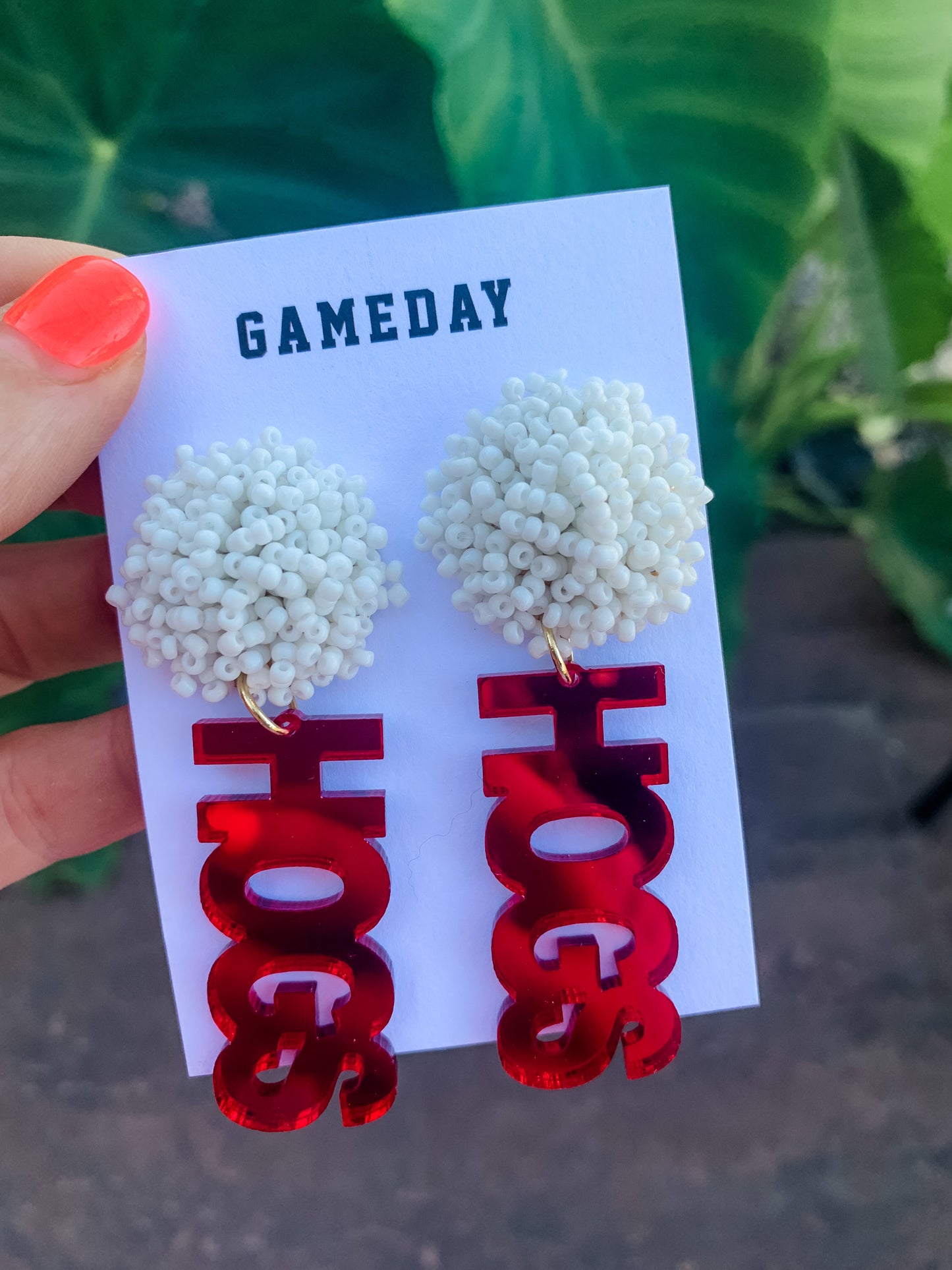 Shiny HOGS Acrylic Beaded Earrings