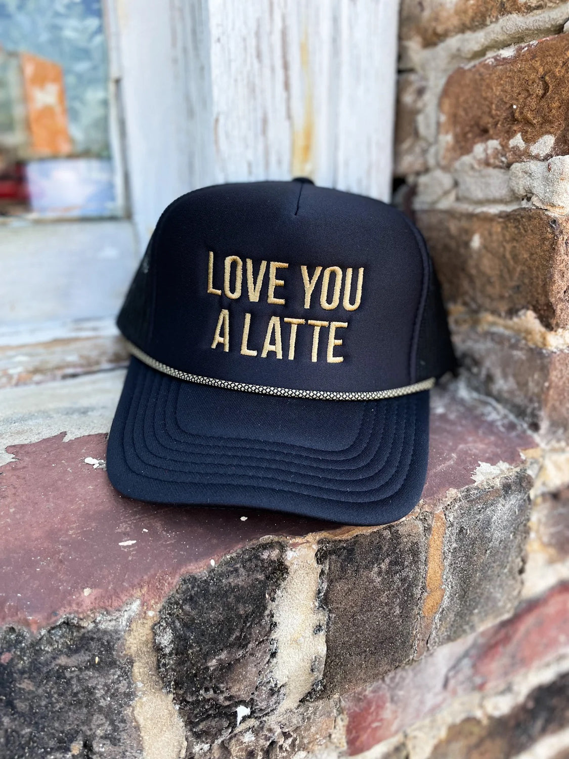 Love You A Latte Black Trucker Hat