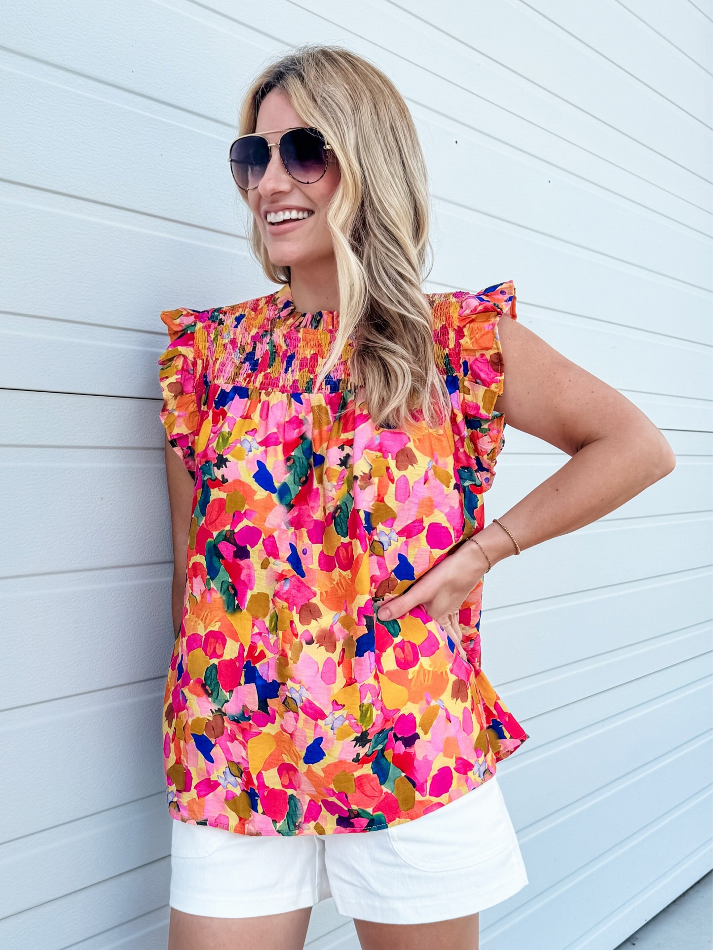 Poppin' Colorful Ruffle Sleeve Top