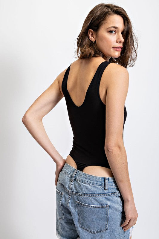 Butter Soft Sleeveless Bodysuit in Black