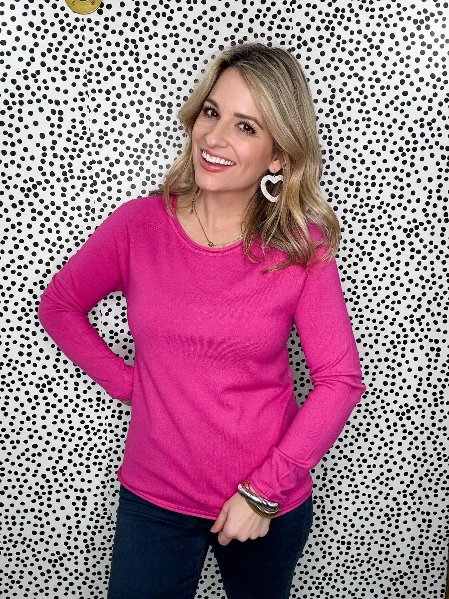 Ultimate Comfort Basic Sweater in Hot Pink