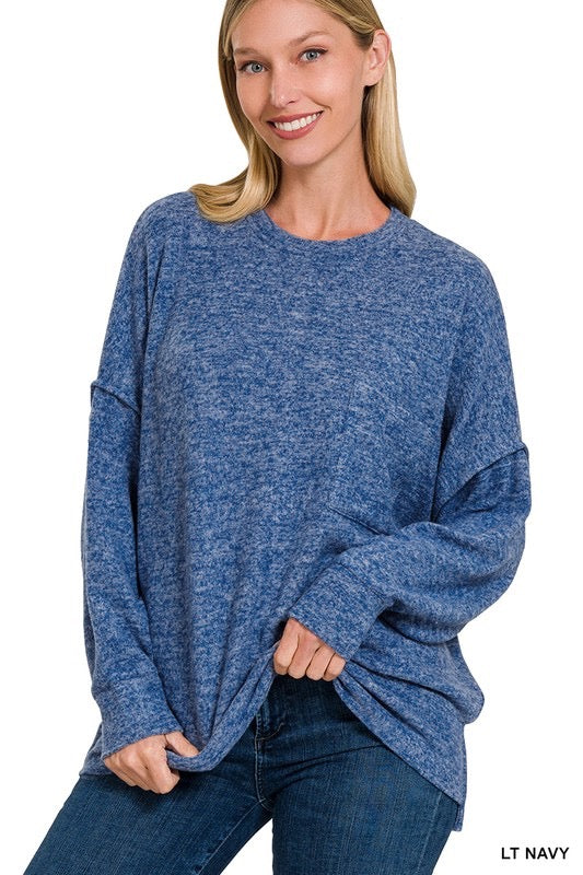 Fan-Favorite Brushed Top in Lt Navy