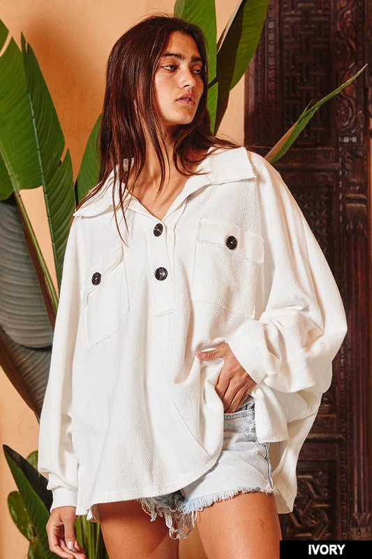 Chic and Cozy French Terry Top in Ivory