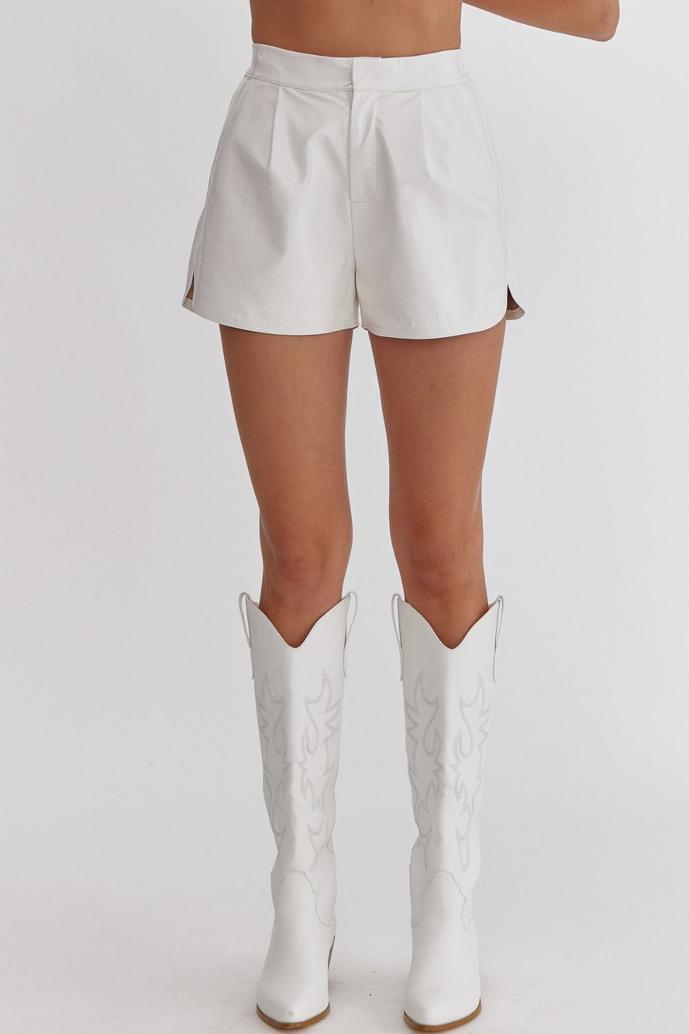 Metallic High Rise Short in Off White