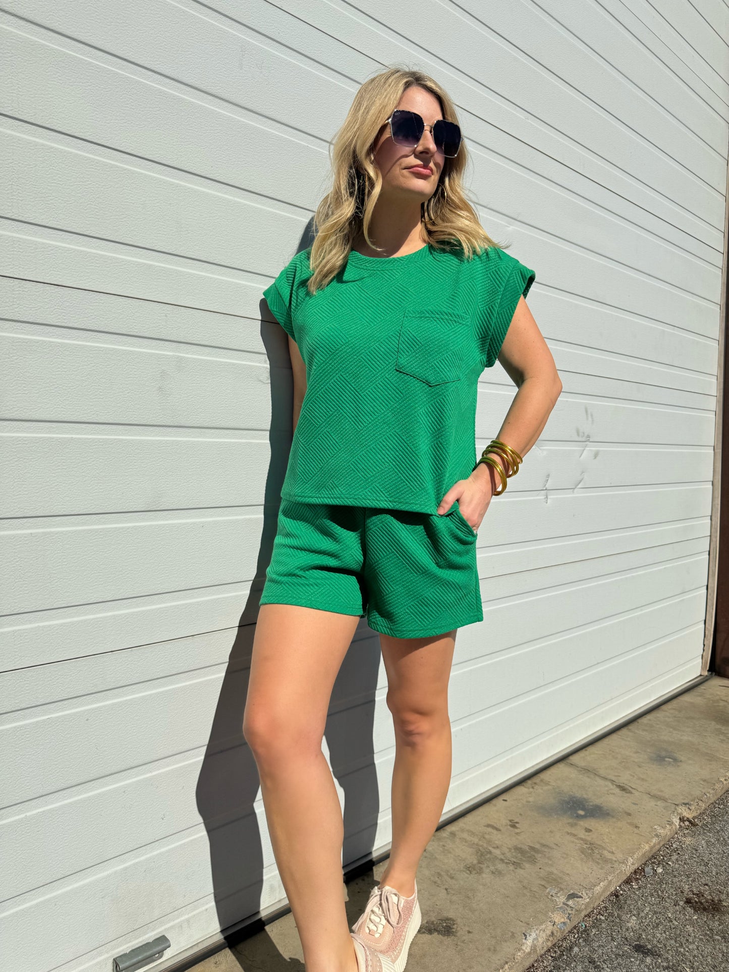 All The Love Textured Shorts in Green