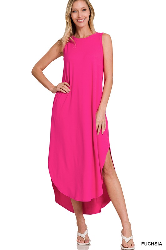 Here's To You Sleeveless Dress in Fuchsia