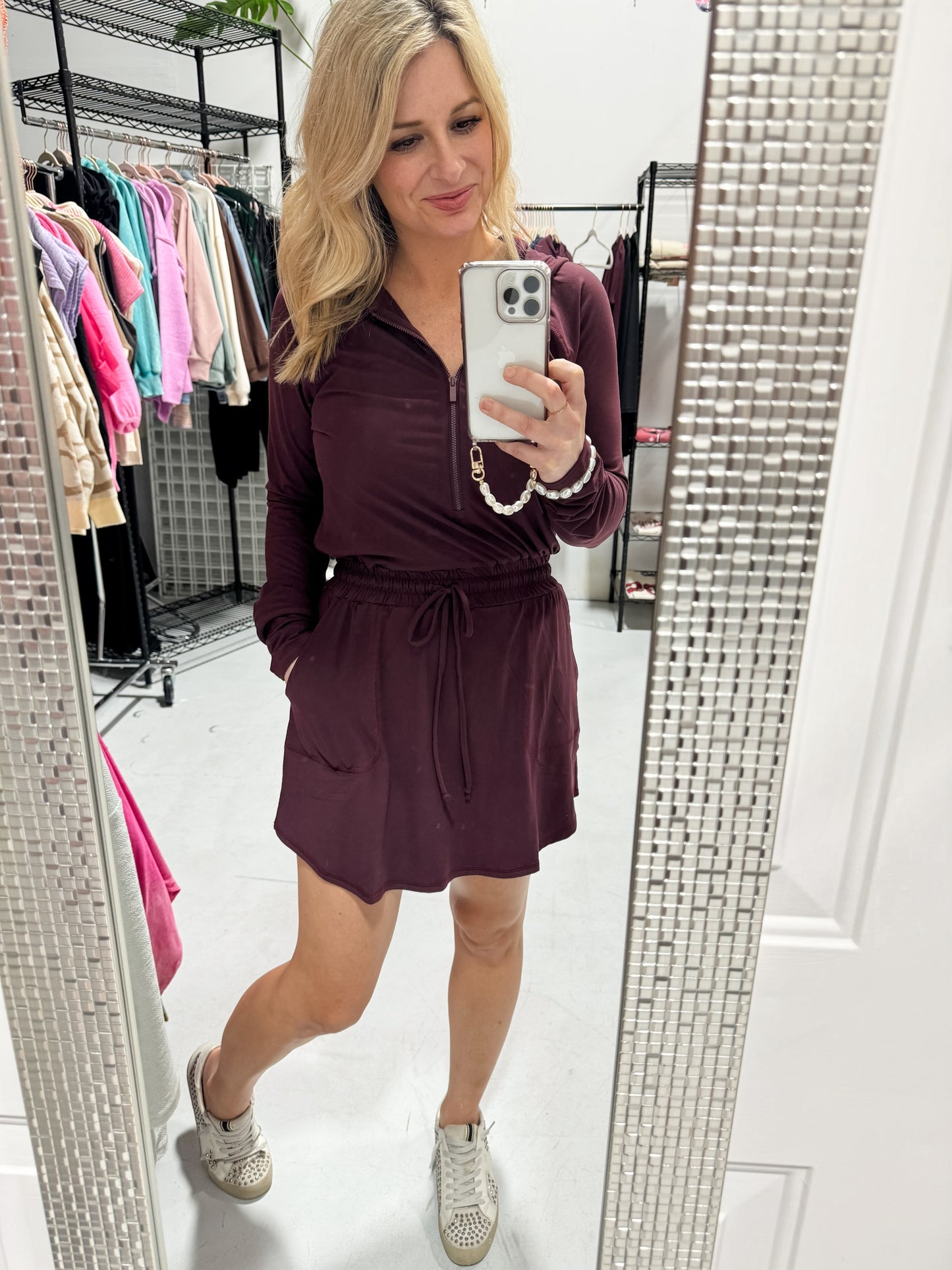 On The Go Romper Dress in Cassis