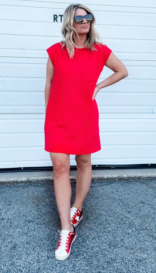 Melissa Textured Dress in Red