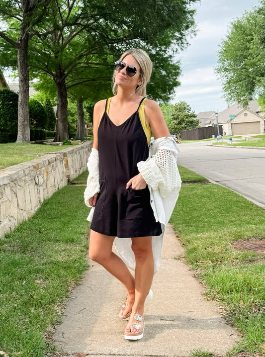 Relax All Summer Romper in Black