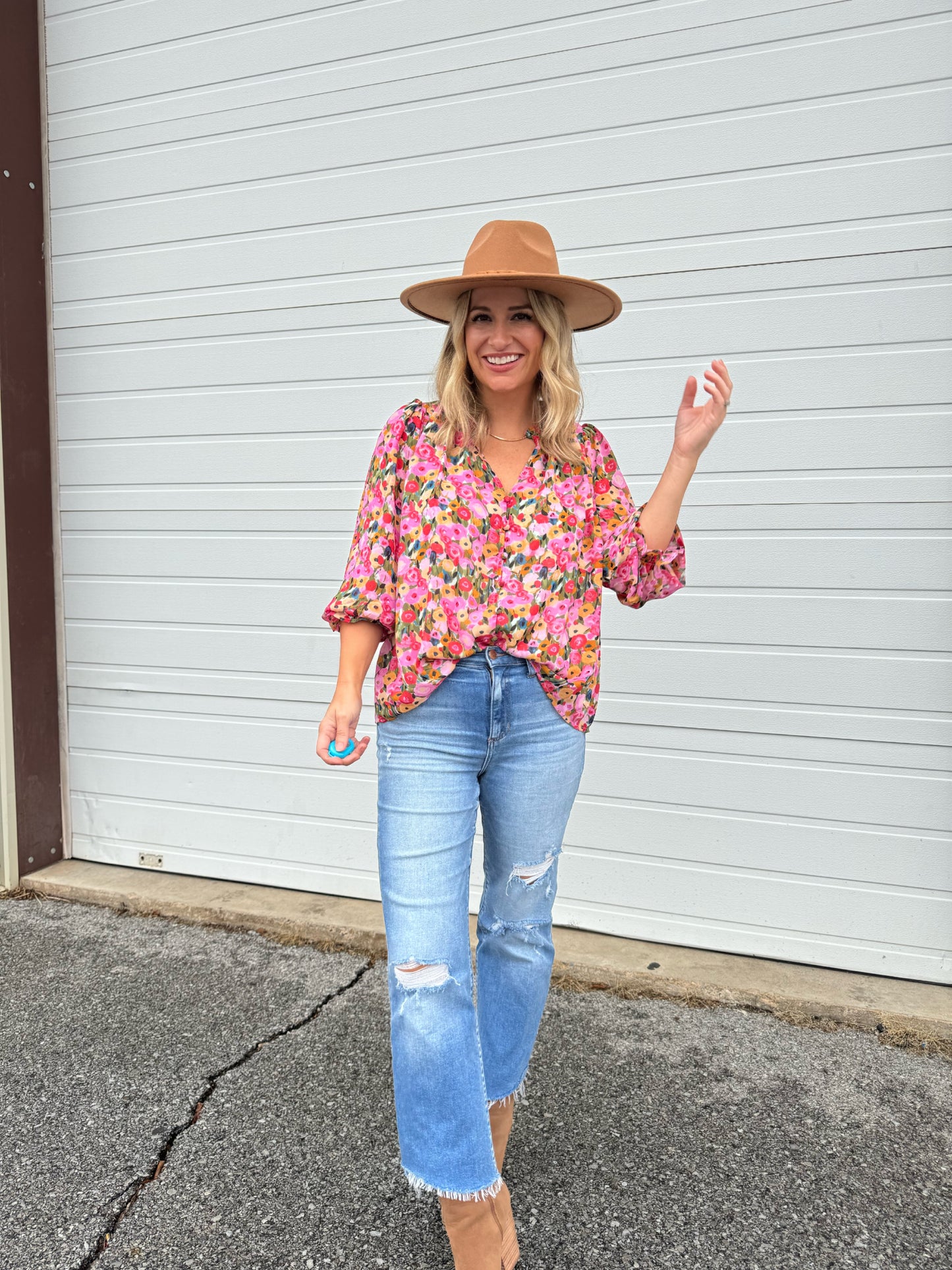 Fall Blooms Top in Berry